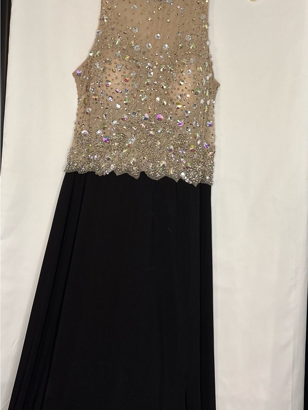 Embellished Illusion Bodice Black Prom Dress